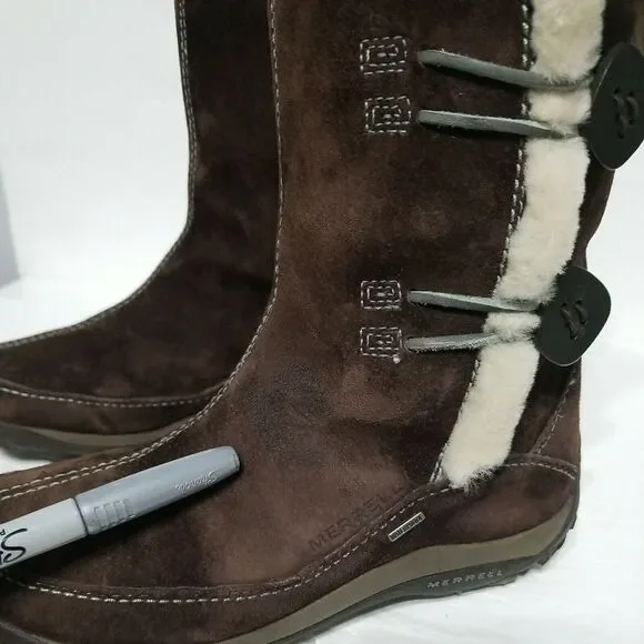 Merrell Yarra Womens Waterproof Boots Primaloft Polartec Lined‎ Brown Size 6 - Picture 5 of 10